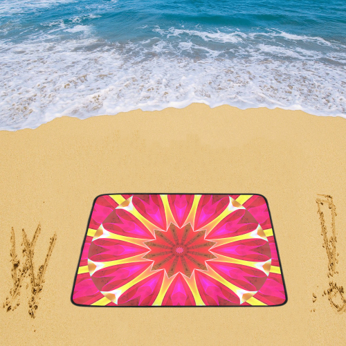 Cherry Daffodil Abstract Modern Pink Flowers Zen Beach Mat 78"x 60"