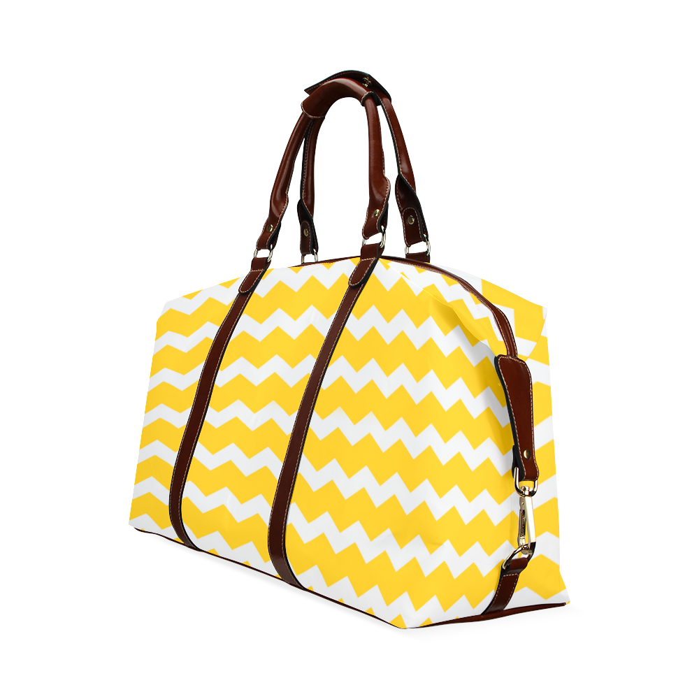 Modern Trendy Pastell Grey Sunny Yellow Zig Zag Pattern Chevron Classic Travel Bag (Model 1643)