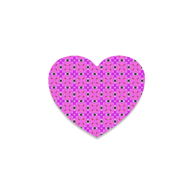 Circle Lattice of Floral Pink Violet Modern Quilt Heart Coaster