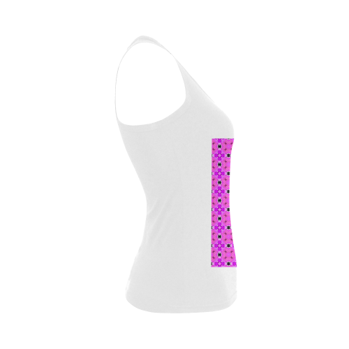 Circle Lattice of Floral Pink Violet Modern Quilt Women's Shoulder-Free Tank Top (Model T35)