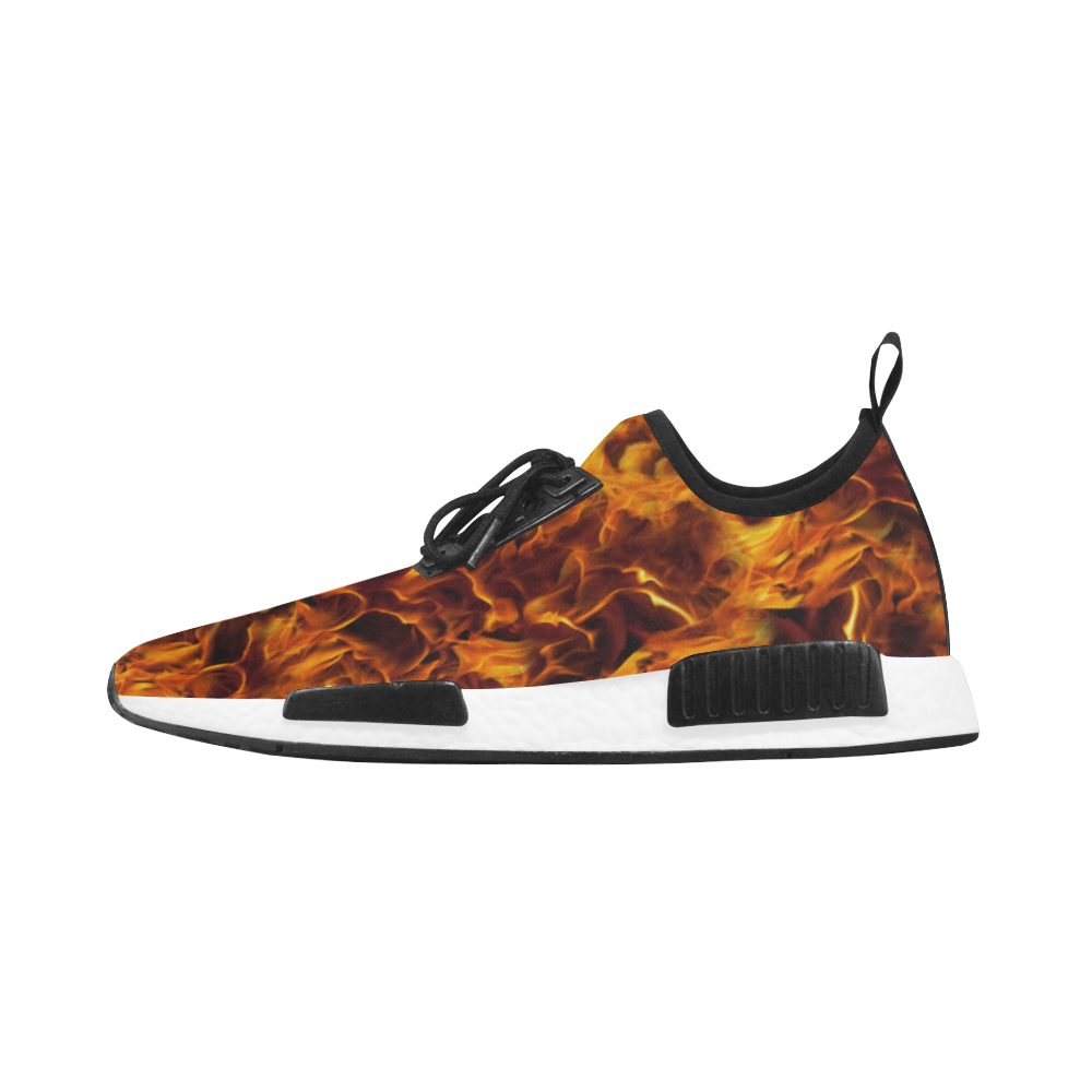 Flaming Fire Pattern Men’s Draco Running Shoes (Model 025)