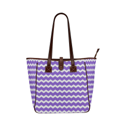 Modern Trendy Pastell Grey Lilac Zig Zag Pattern Chevron Classic Tote Bag (Model 1644)