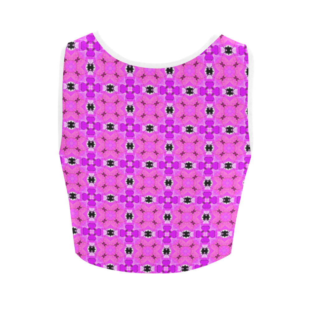 Circle Lattice of Floral Pink Violet Modern Quilt Women's Crop Top (Model T42)