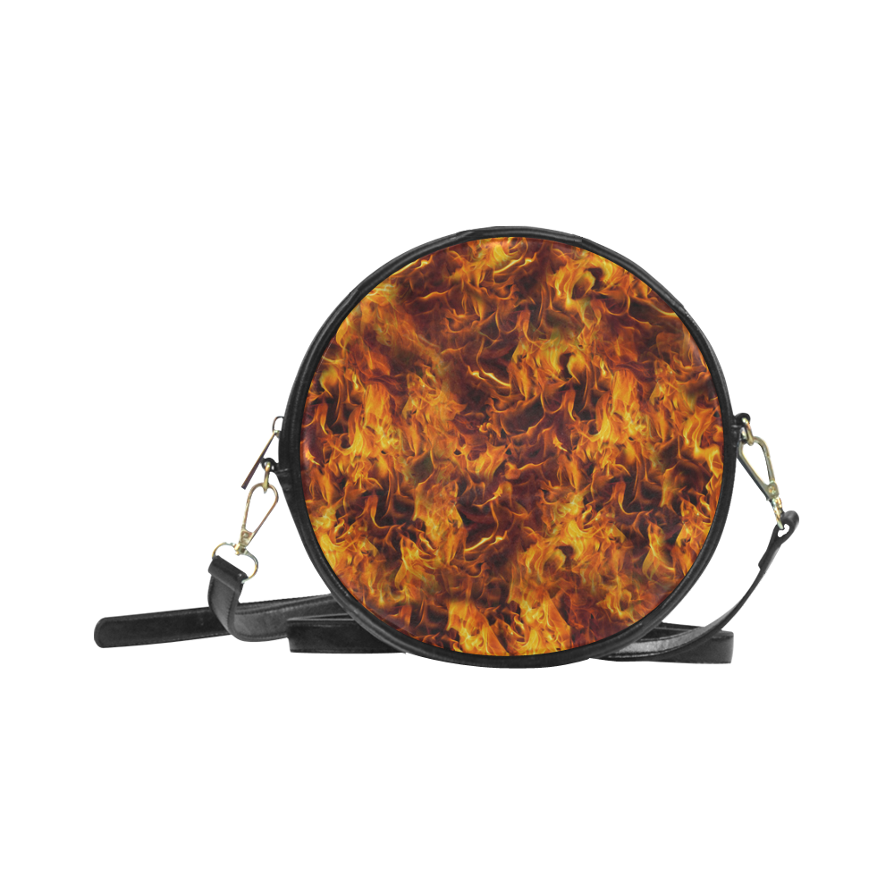 Flaming Fire Pattern Round Sling Bag (Model 1647)