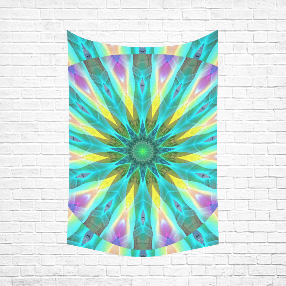 Golden Violet Peacock Sunrise Abstract Wind Flower Cotton Linen Wall Tapestry 60"x 90"