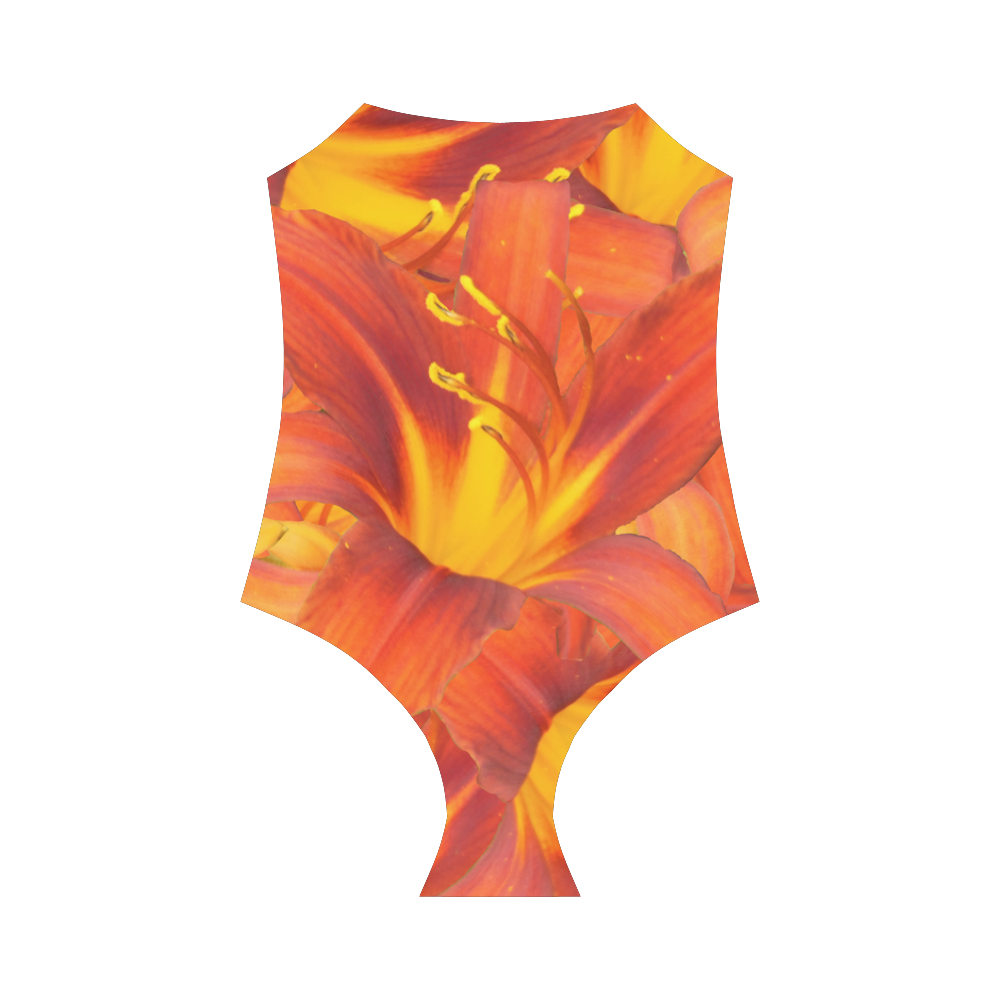 Orange Daylilies Strap Swimsuit ( Model S05)