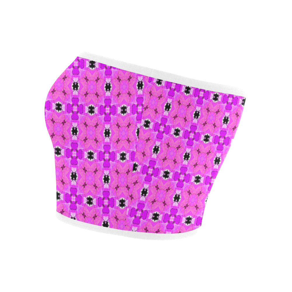 Circle Lattice of Floral Pink Violet Modern Quilt Bandeau Top