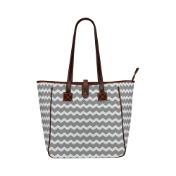 Modern Trendy Pastell Grey Zig Zag Pattern Chevron Classic Tote Bag (Model 1644)