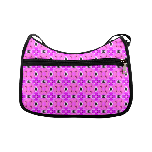 Circle Lattice of Floral Pink Violet Modern Quilt Crossbody Bags (Model 1616)
