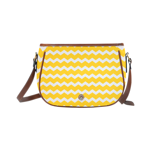 Modern Trendy Pastel Grey Sunny Yellow Zig Zag Pattern Chevron Saddle Bag/Small (Model 1649) Full Customization