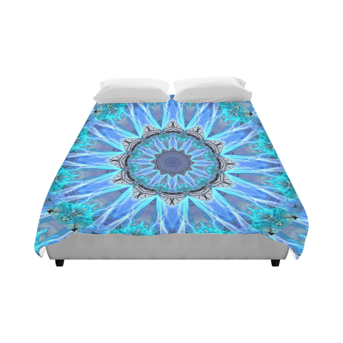 Sapphire Ice Flame, Cyan Blue Crystal Wheel Duvet Cover 86"x70" ( All-over-print)