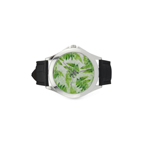 Green Fern Women's Classic Leather Strap Watch(Model 203)