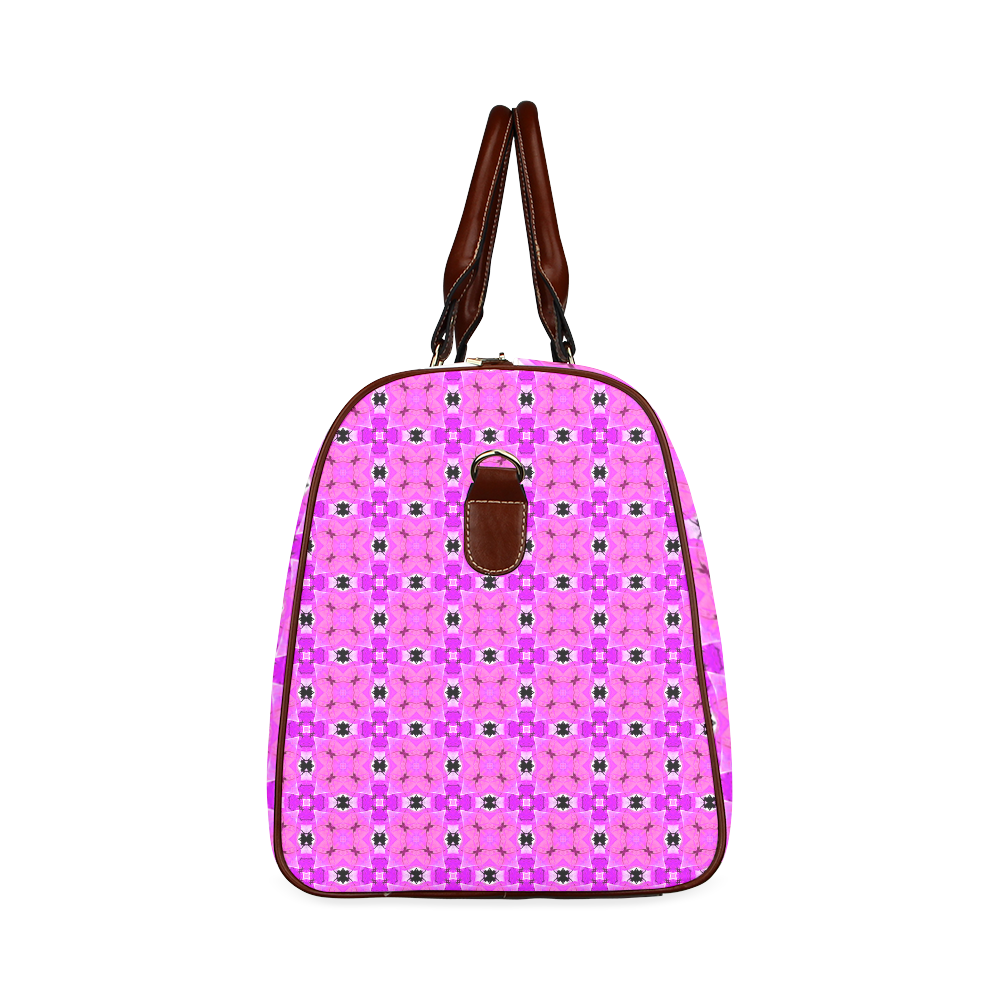 Circle Lattice of Floral Pink Violet Modern Quilt Waterproof Travel Bag/Small (Model 1639)