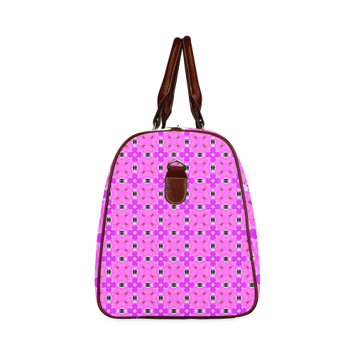 Circle Lattice of Floral Pink Violet Modern Quilt Waterproof Travel Bag/Small (Model 1639)