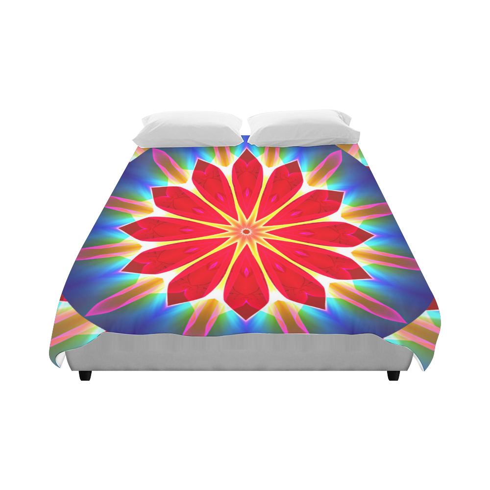 Blue Ice Flowers Red Abstract Modern Petals Zen Duvet Cover 86"x70" ( All-over-print)
