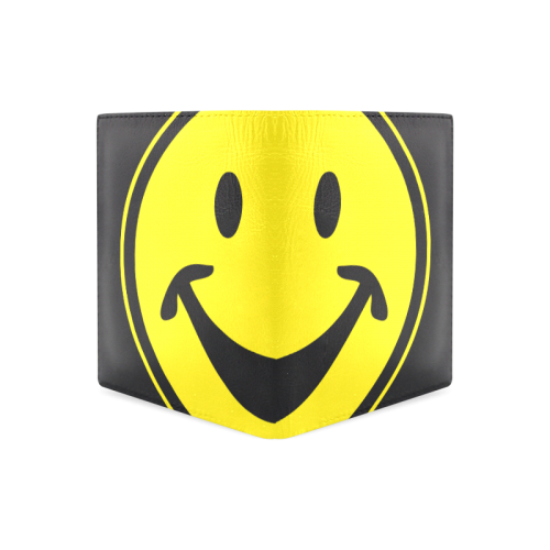 Funny yellow SMILEY for happy people Men's Leather Wallet (Model 1612)