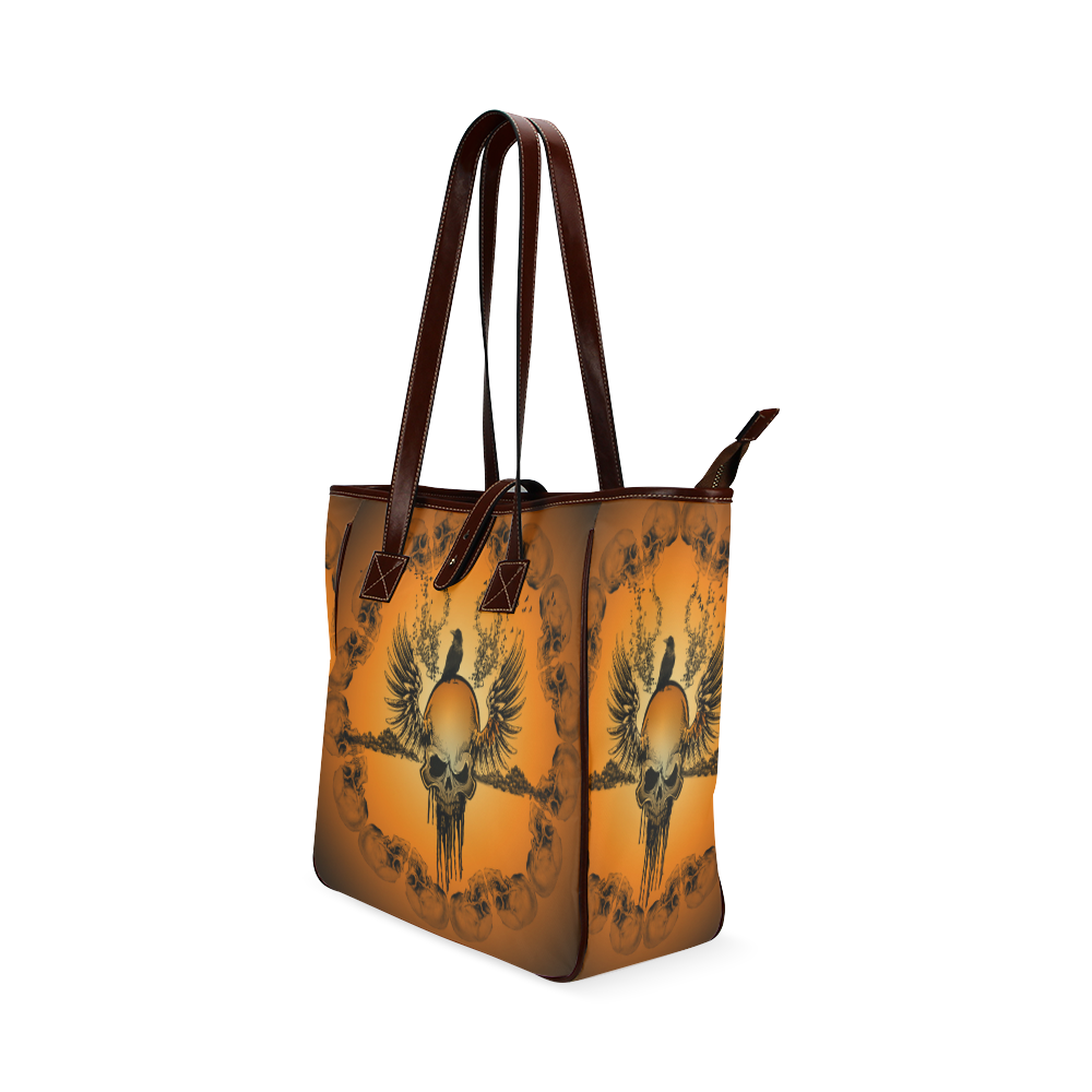 Amazing skull with crow Classic Tote Bag (Model 1644)