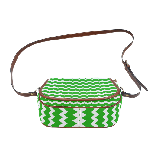 Modern Trendy Pastell Grey Green Zig Zag Pattern Chevron Saddle Bag/Small (Model 1649) Full Customization