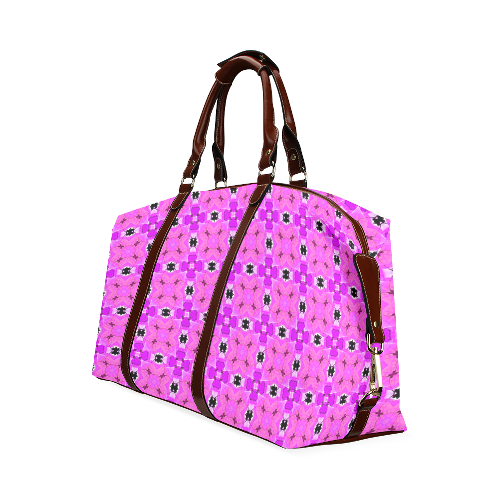 Circle Lattice of Floral Pink Violet Modern Quilt Classic Travel Bag (Model 1643)