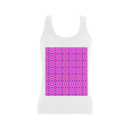 Circle Lattice of Floral Pink Violet Modern Quilt Women's Shoulder-Free Tank Top (Model T35)