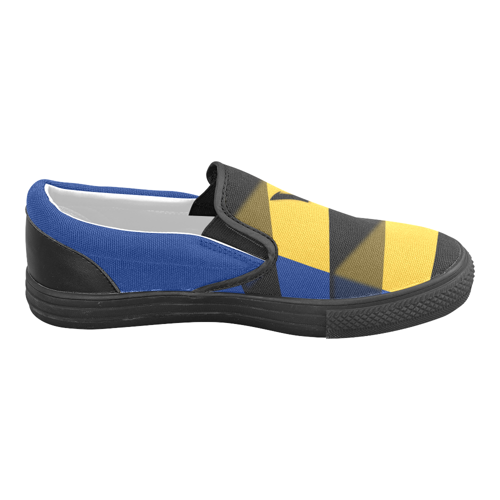 The Flag of Barbados Men's Slip-on Canvas Shoes (Model 019)
