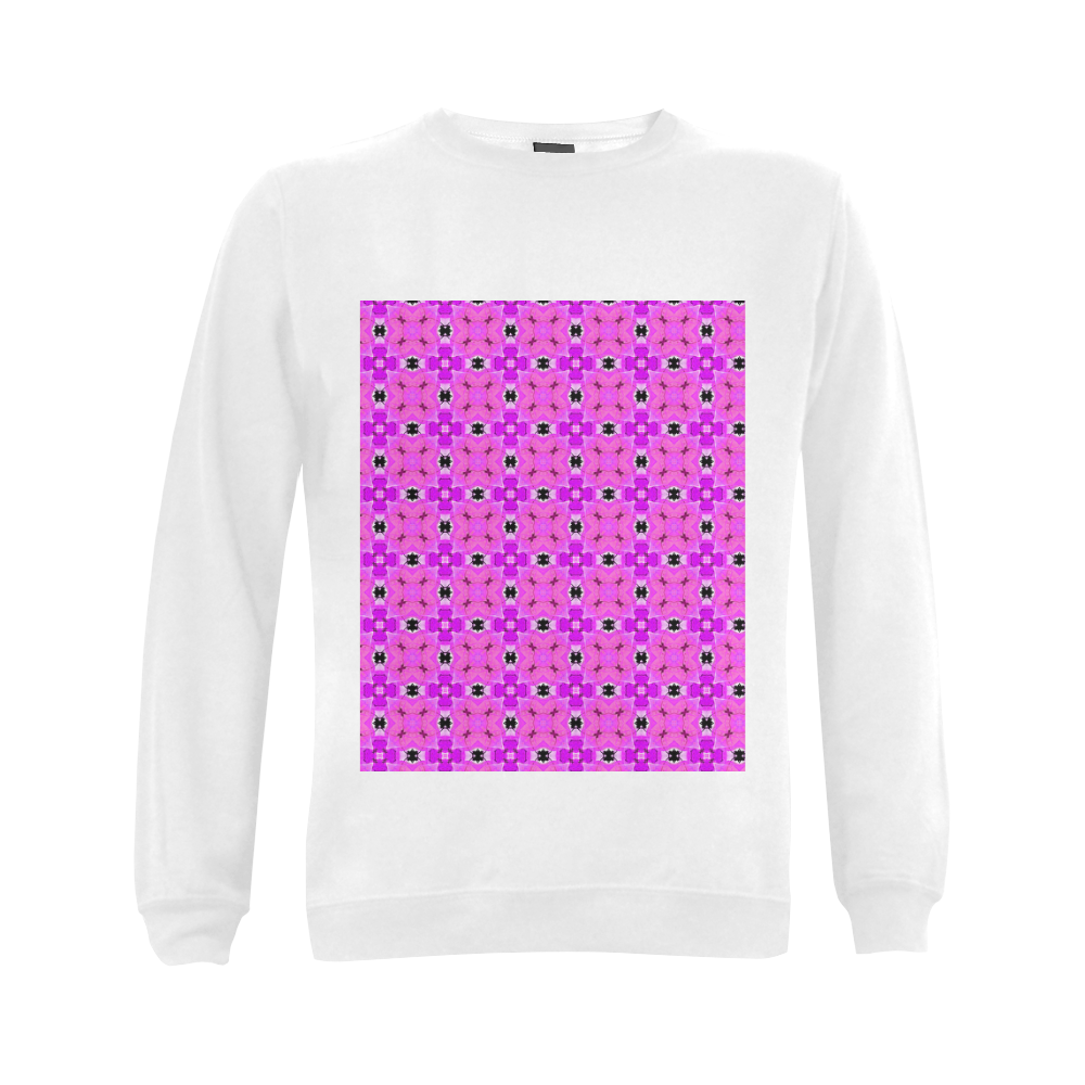 Circle Lattice of Floral Pink Violet Modern Quilt Gildan Crewneck Sweatshirt(NEW) (Model H01)