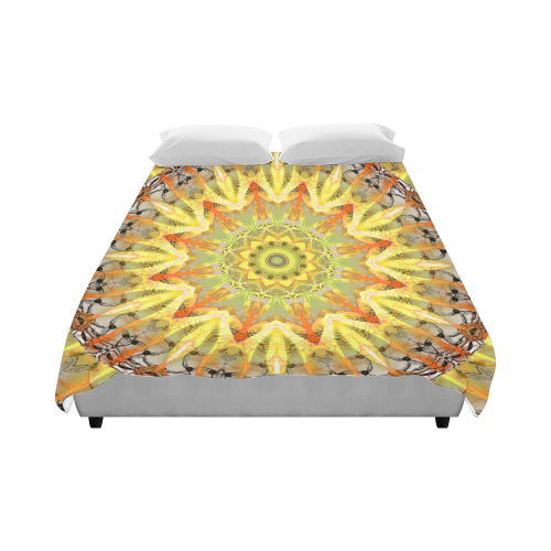 Golden Feathers Orange Flames Abstract Lattice Duvet Cover 86"x70" ( All-over-print)