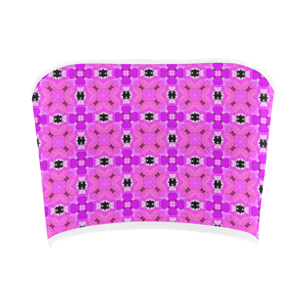 Circle Lattice of Floral Pink Violet Modern Quilt Bandeau Top