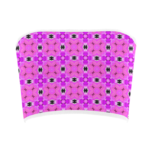 Circle Lattice of Floral Pink Violet Modern Quilt Bandeau Top