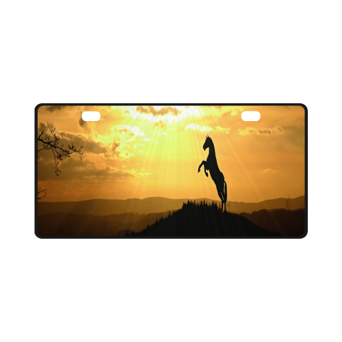 Sunset Horse Silhouette License Plate