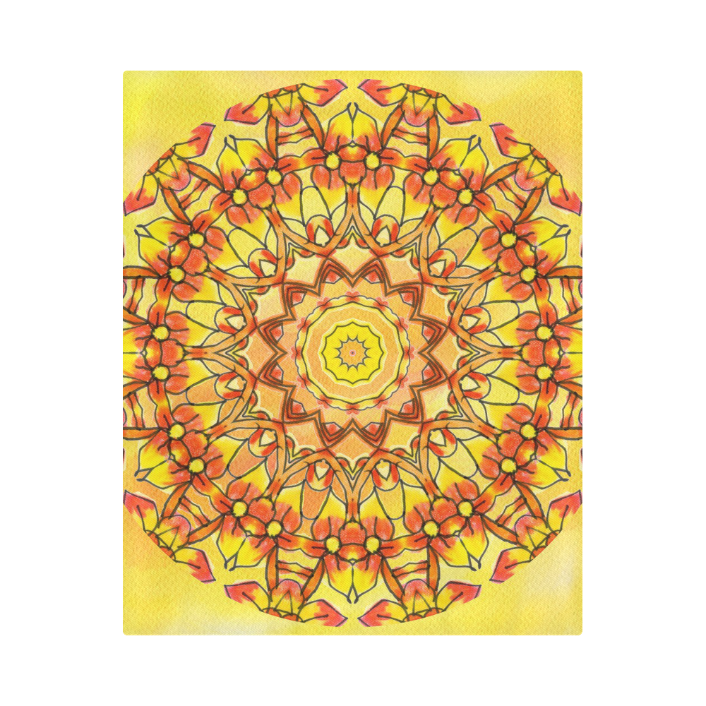Orange Yellow Sunflower Mandala Red Zendoodle Duvet Cover 86"x70" ( All-over-print)