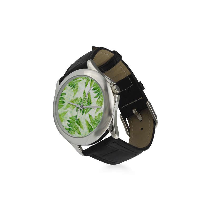 Green Fern Women's Classic Leather Strap Watch(Model 203)