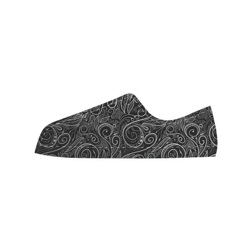 A elegant floral damasks in  silver and black Men's Classic Canvas Shoes (Model 018)