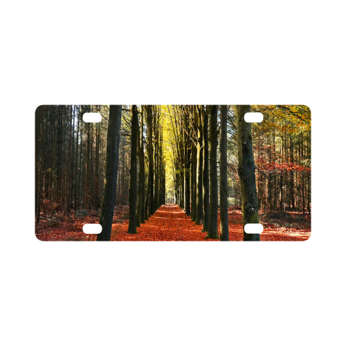 Autumn Forest Path Classic License Plate