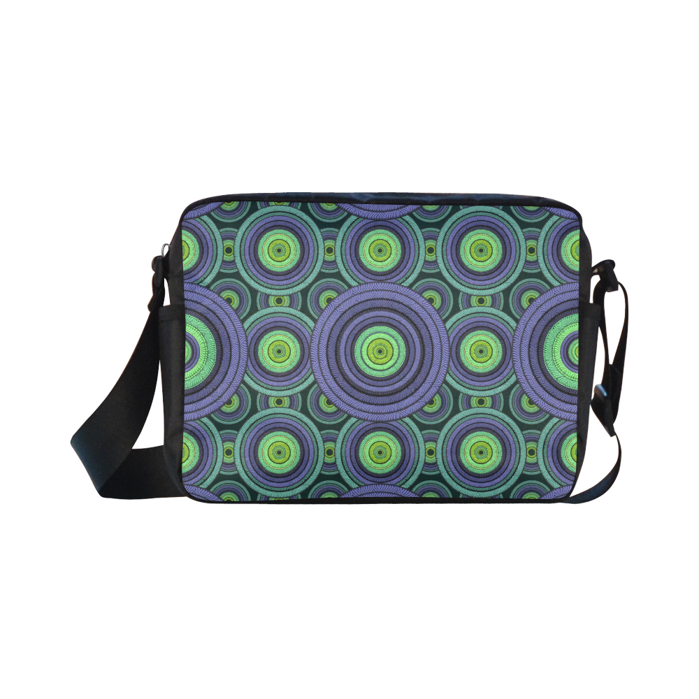 Green and Blue Stitched Classic Cross-body Nylon Bags (Model 1632)