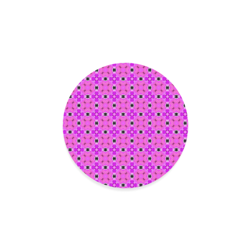 Circle Lattice of Floral Pink Violet Modern Quilt Round Coaster