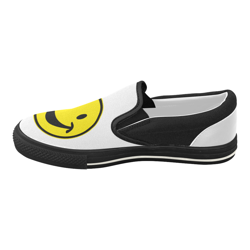 Funny yellow SMILEY for happy people Women's Slip-on Canvas Shoes (Model 019)
