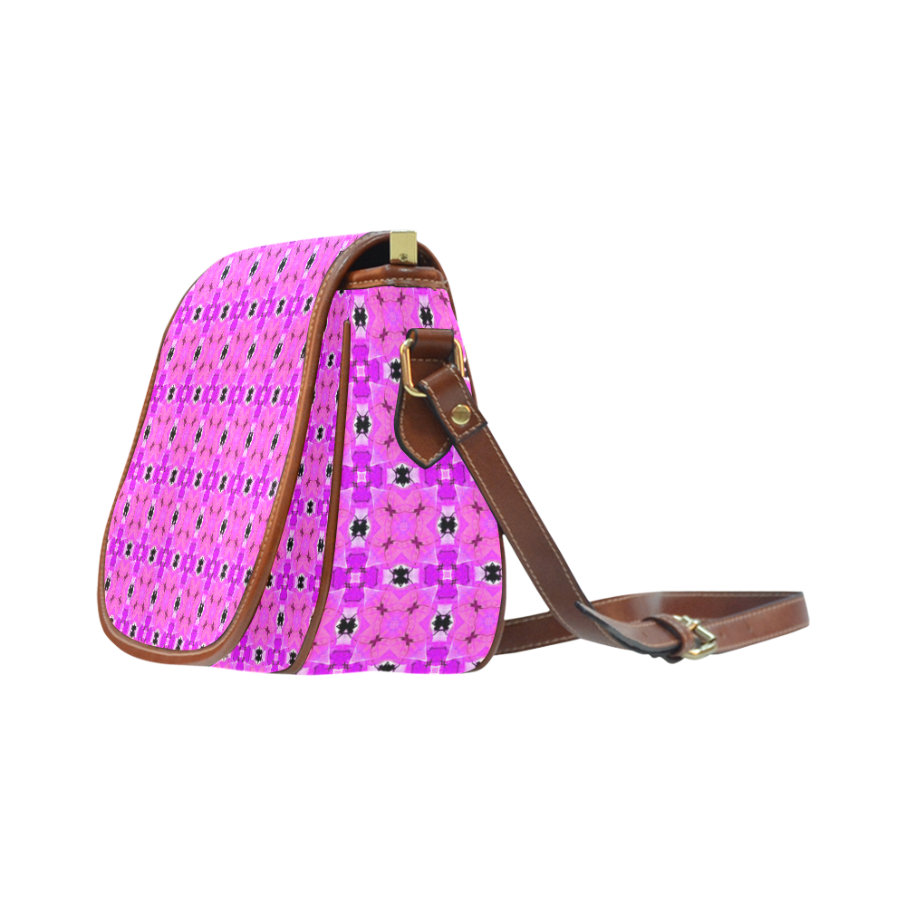 Circle Lattice of Floral Pink Violet Modern Quilt Saddle Bag/Small (Model 1649) Full Customization
