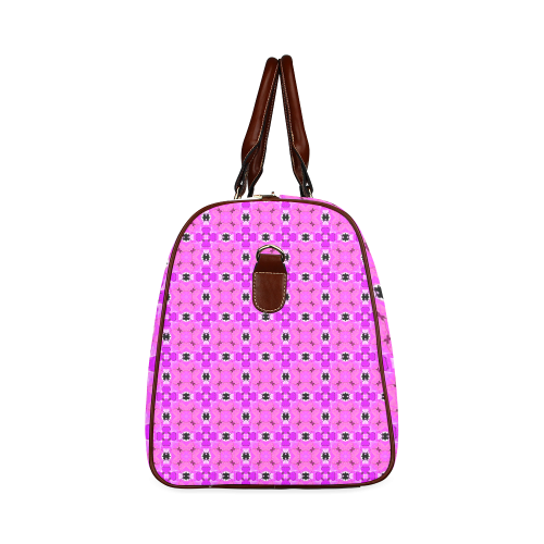 Circle Lattice of Floral Pink Violet Modern Quilt Waterproof Travel Bag/Large (Model 1639)
