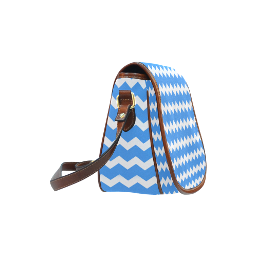 Modern Trendy Pastel Grey Blue Pink Zig Zag Pattern Chevron Saddle Bag/Small (Model 1649) Full Customization