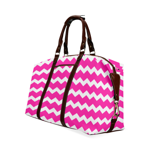 Modern Trendy Pastel Grey Pink Zig Zag Pattern Chevron Classic Travel Bag (Model 1643)