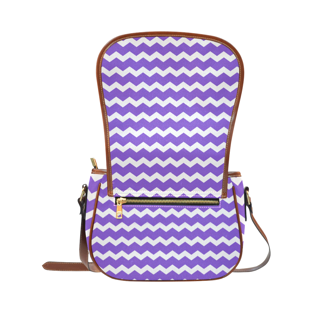 Modern Trendy Pastel Grey Lilac  Zig Zag Pattern Chevron Saddle Bag/Small (Model 1649) Full Customization