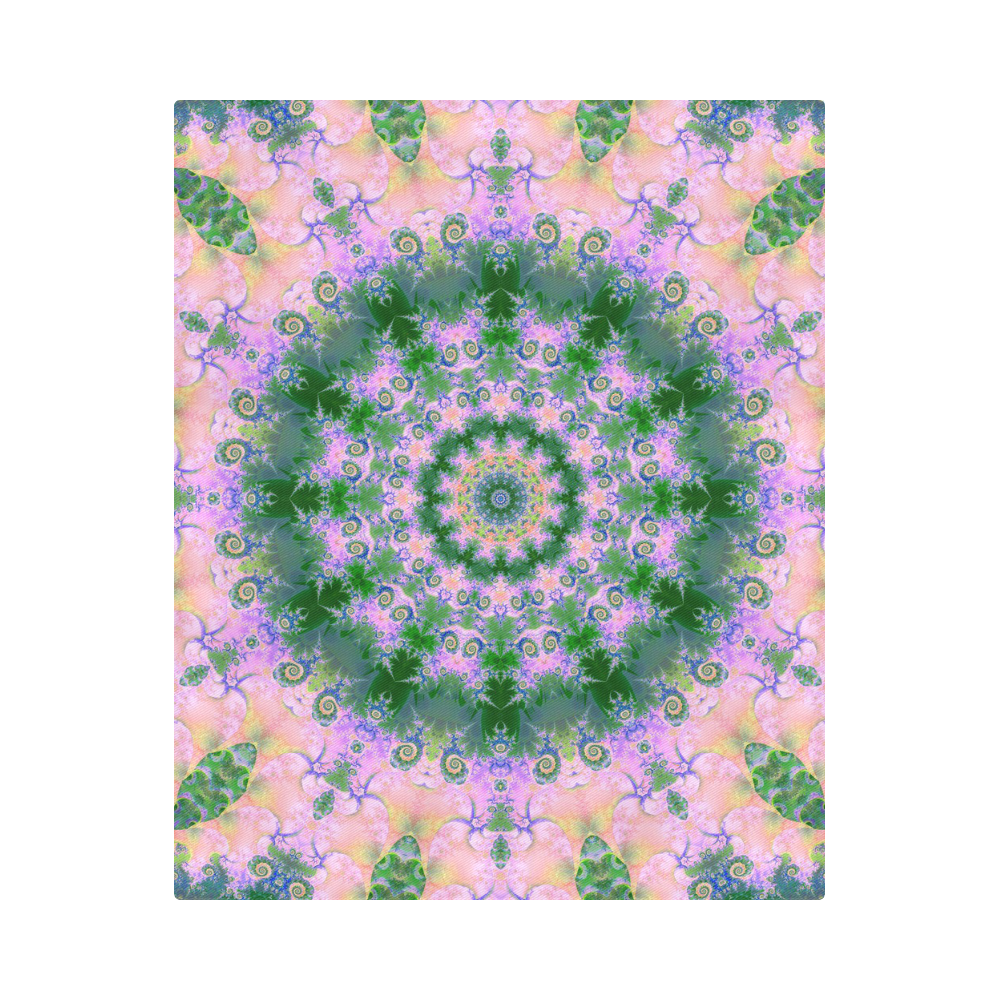 Rose Pink Green Explosion of Flowers Mandala Duvet Cover 86"x70" ( All-over-print)