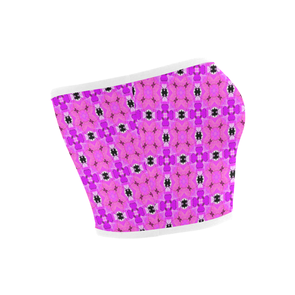 Circle Lattice of Floral Pink Violet Modern Quilt Bandeau Top