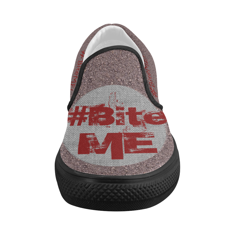 HashTag Bite Me Women's Slip-on Canvas Shoes (Model 019)