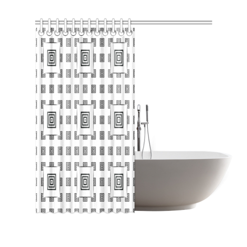 Solid Squares Frame Mosaic Black & White Shower Curtain 69"x70"