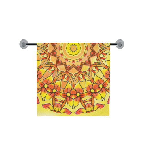 Orange Yellow Sunflower Mandala Red Zendoodle Bath Towel 30"x56"