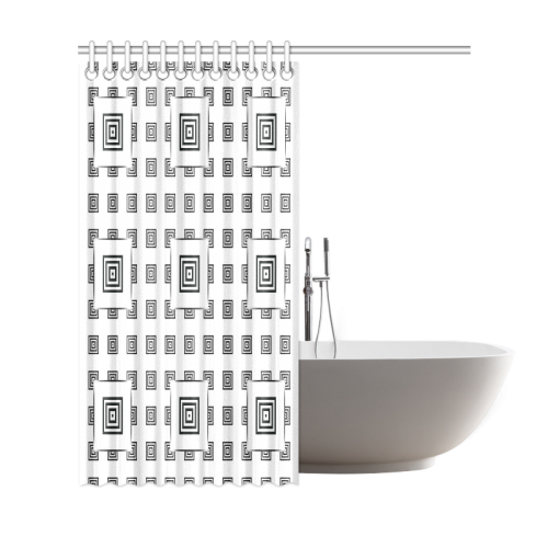 Solid Squares Frame Mosaic Black & White Shower Curtain 69"x72"