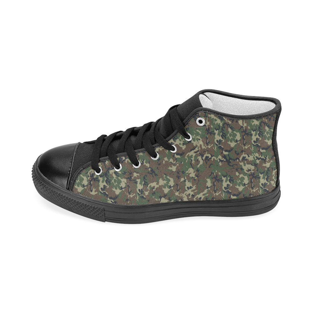 Forest Camouflage Pattern Women's Classic High Top Canvas Shoes (Model 017)