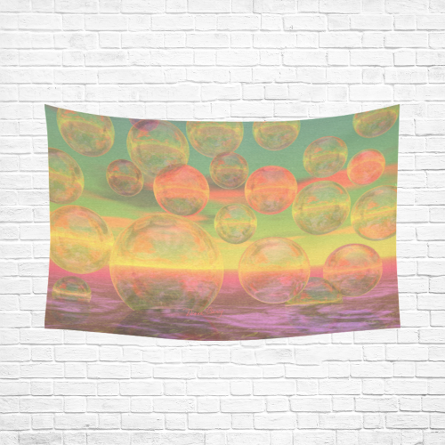 Autumn Ruminations, Abstract Gold Rose Glory Cotton Linen Wall Tapestry 90"x 60"
